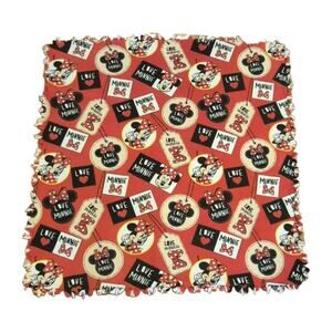 Minnie Mouse Flannel Throw Blanket Handcrafted Red Black White 60x56"